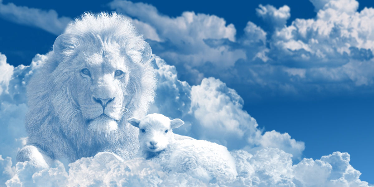 Lion with a lamb